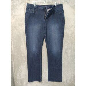 NYDJ Jeans Womens 16 Blue Denim Marilyn Straight High Rise Stretch Dark Wash